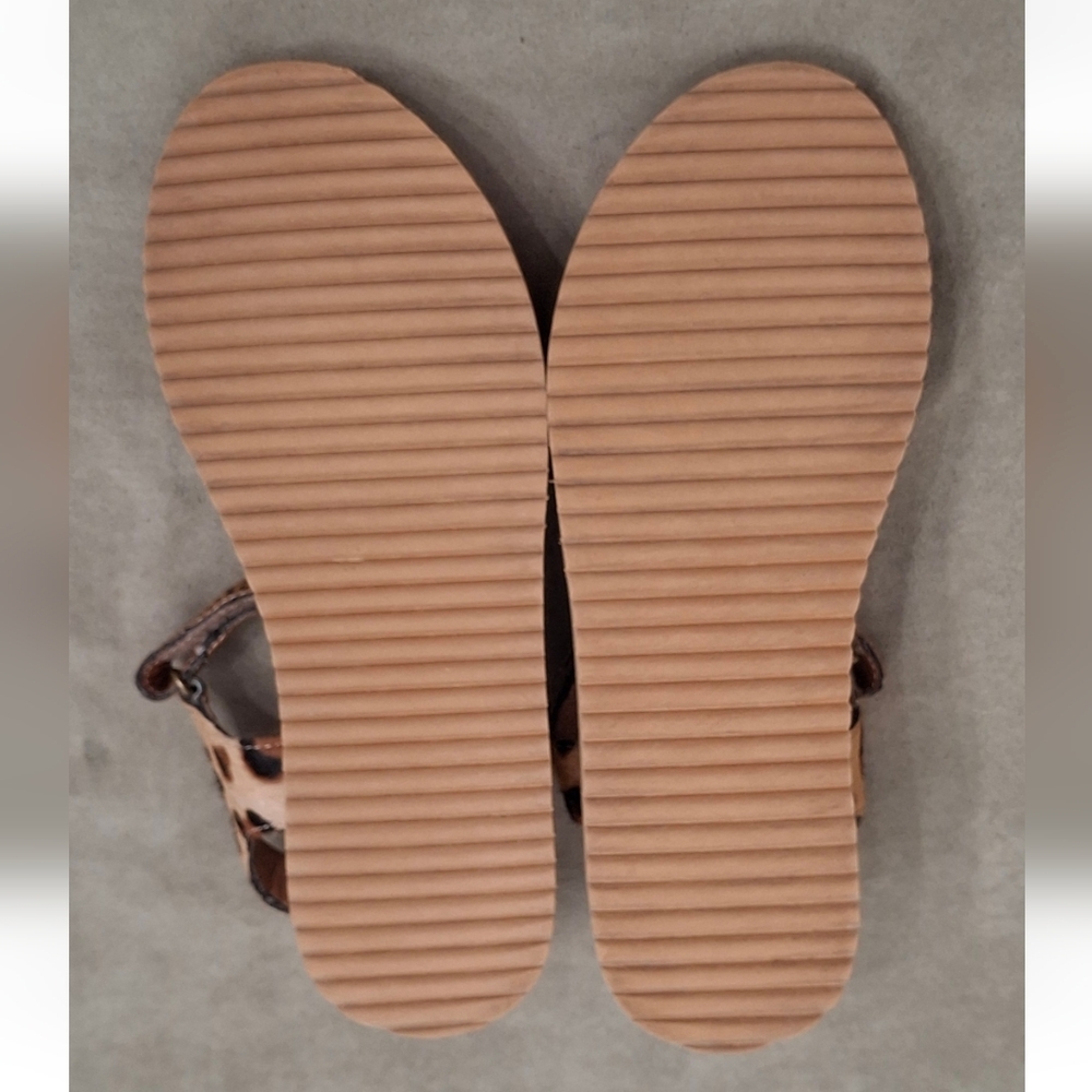 Madewell "THE MAGGIE SPOT MIX CALF HAIR Amber Dune Multi Sandal - Picture 6 of 6